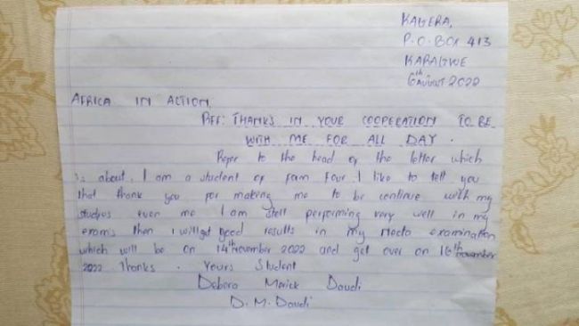 Letter from Debora 